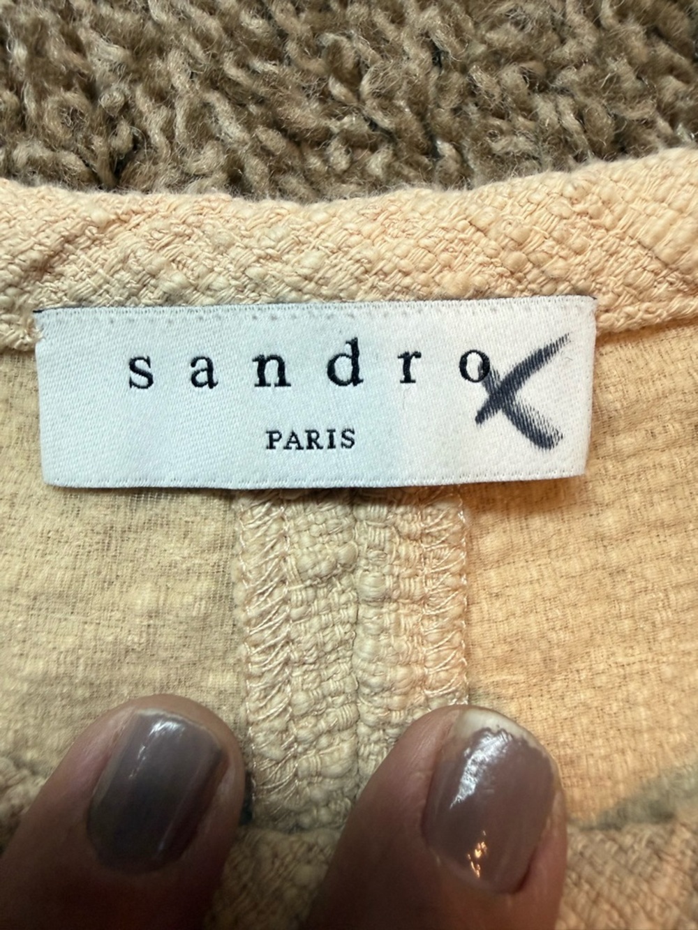 Sandro Shorts Womens 38. USA 6 Small Beige Tan Pierrot High Waisted Textured - Picture 11 of 15